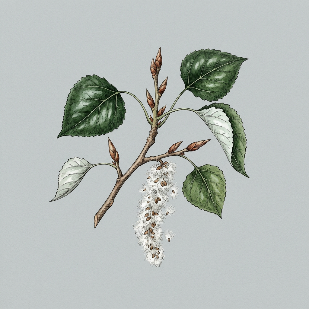 Botanical illustration of Black Cottonwood