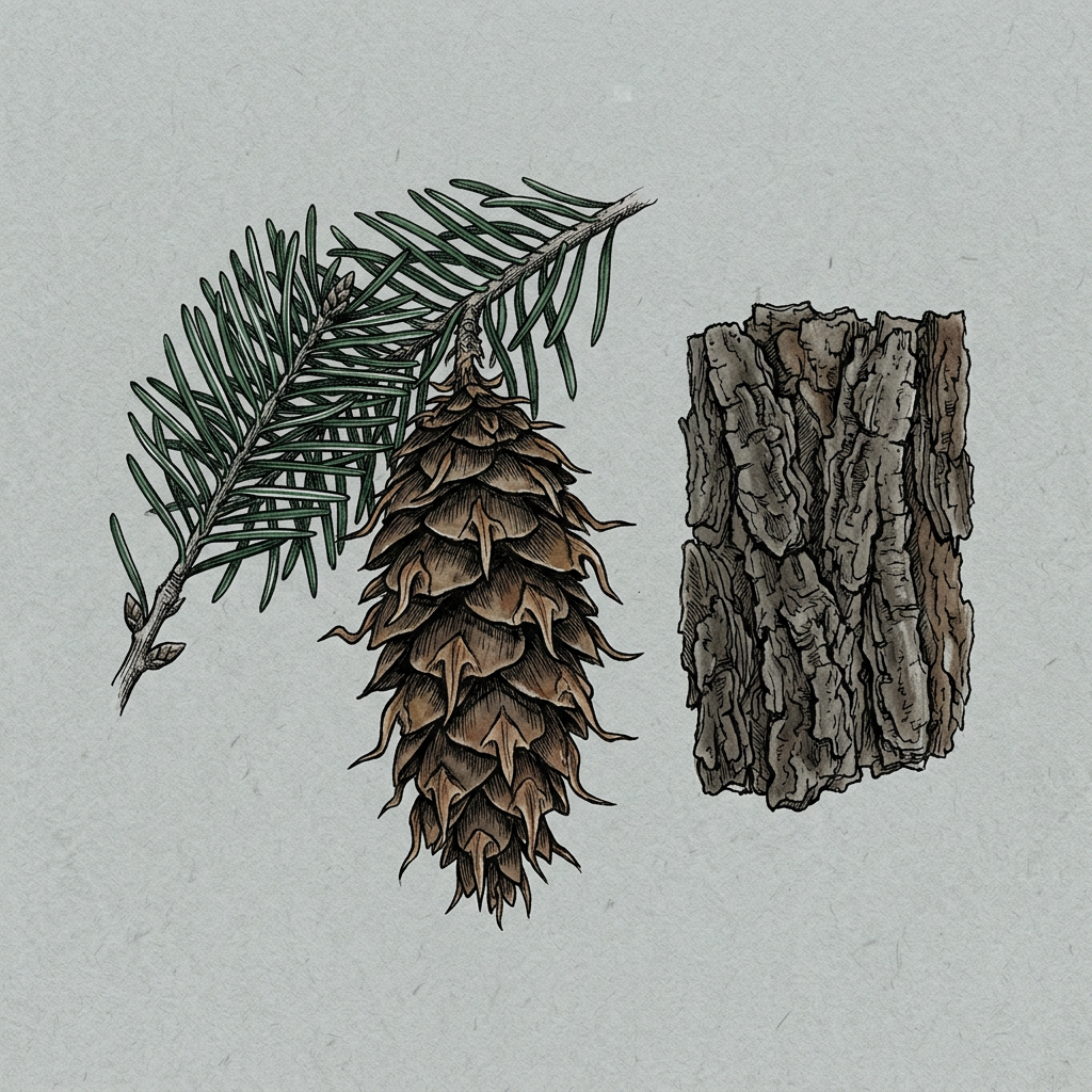 Botanical illustration of Douglas Fir
