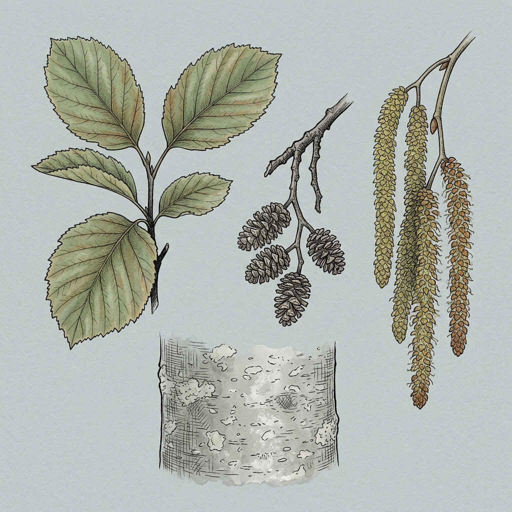 Botanical illustration of Red Alder
