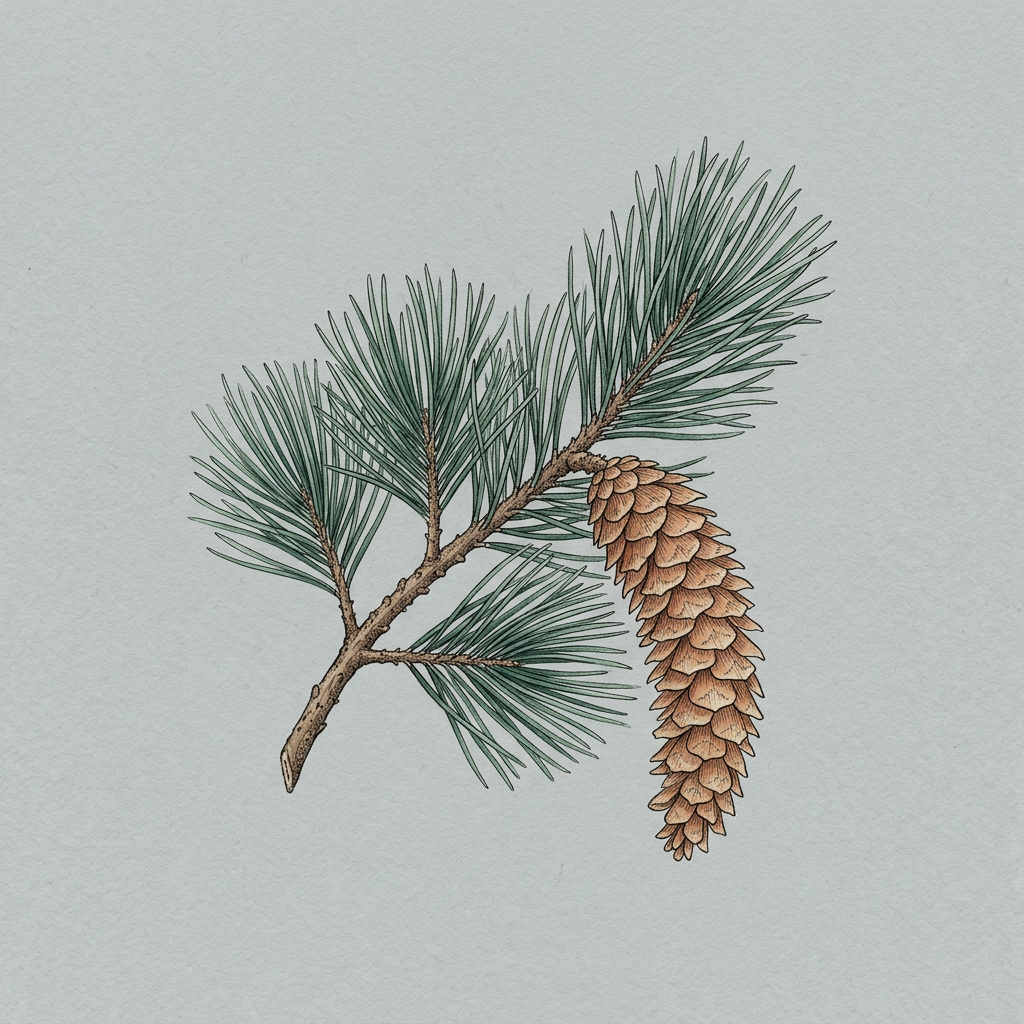 Botanical illustration of Western White Pine